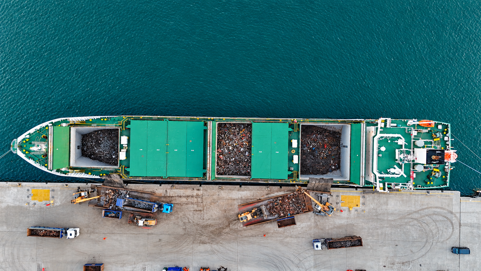 Aerial Scrap Ship at Industrial Quay